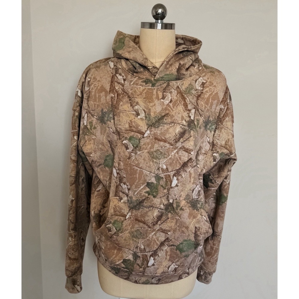 No Boundaries Men Camo Print Hoodie Oversized Fit Sweatshirt Size S lightwash
